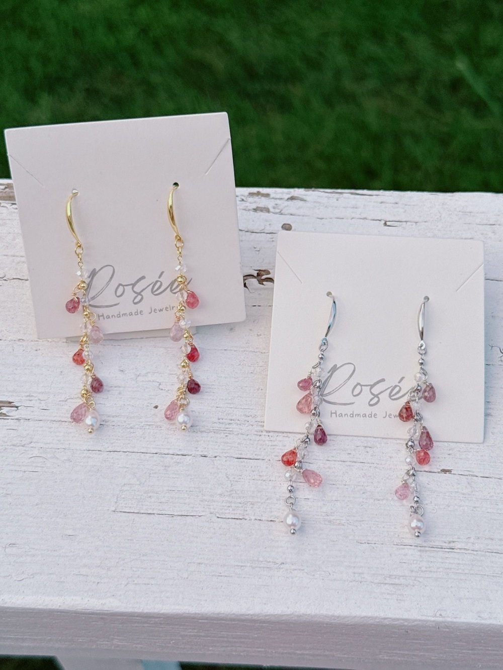 26E485 Handmade Freshwater Pearl Rainbow Spinel Dangling Earrings S925 Hooks